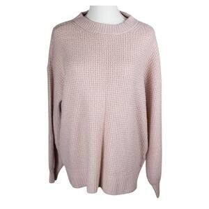 American Eagle Large Womens Sweater Pullover Waffle Pattern Soft Pink